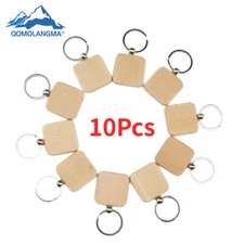 10pcs Square Engraving Blank Wood Keychain Custom Key Tags Personalized Gift