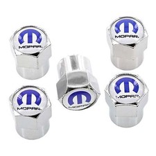 Mopar Logo Tire Valve Caps Set Blue On Chrome Mopar Logo Tire Valve Caps Set Blue On Chrome
