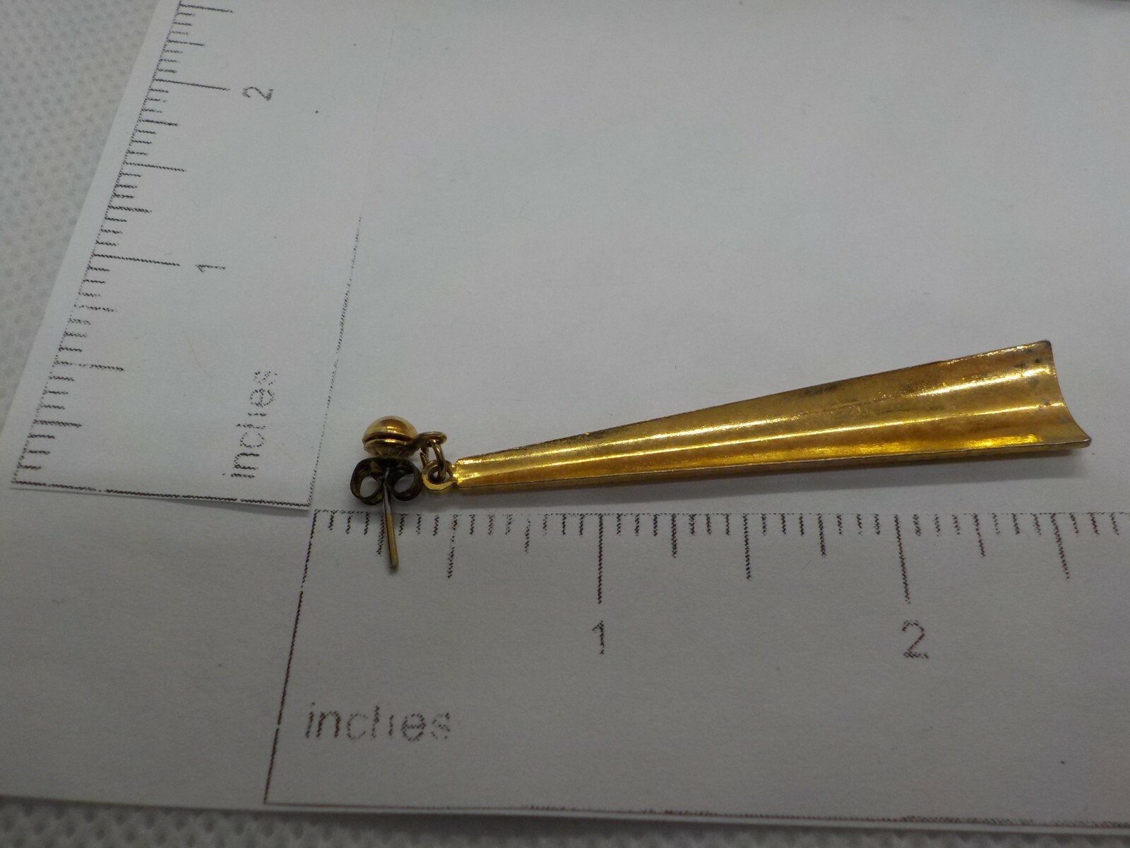 GOLD COLORED DANGLE EARRINGS POST STUD WOMENS ETC… - image 3