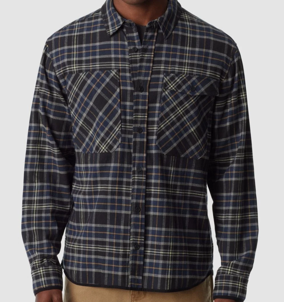 Bass Outdoor Men's Blue Stretch Flannel Button-Front Long Sleeve Shirt Size M