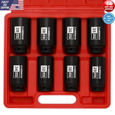 1/2 Inch Drive Deep Impact Socket Set 8 Piece Metric 12 Point Tool Kit ...