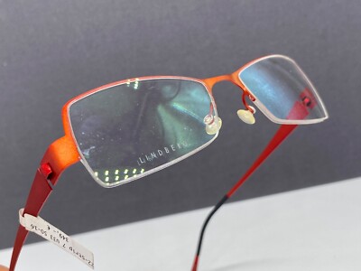 Lindberg Brille Damen Rot eckig Halbrand rechteckig 7326 titan schmal