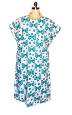 VINTAGE BUTTONS  BOWS SCREEN PRINT LOGO DRESS THE VESTED GENTRESS SHIFT