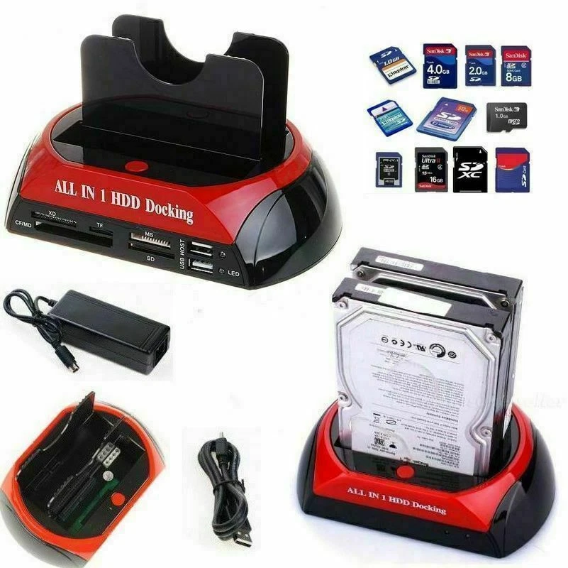 NEW DOCKING STATION HDD HARD DISK 3,5 2,5 SATA IDE 2 HD HDD BOX CASE MINI USB SD