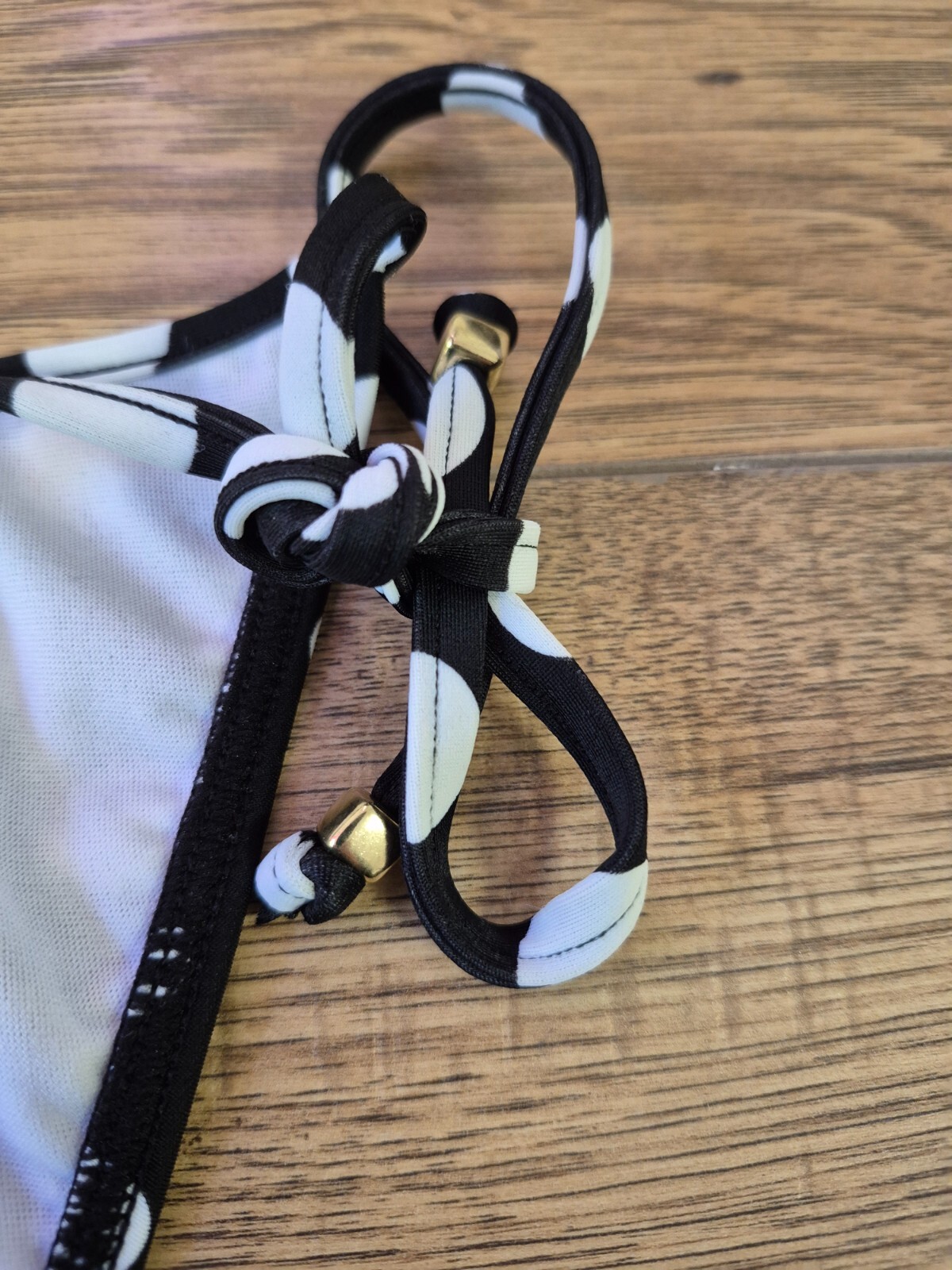 Lepel 'Polka Passion' Tie Side Bikini Bottoms Black/White UK 8 NWT image 2