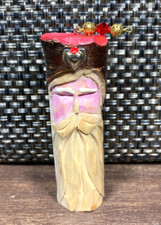 Santa Claus Hand Carved Christmas Ornament Painted Whittled Wood Folk Art OOAK