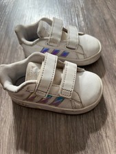 Adidas Grand Court Unisex Toddler Kid White 'Iridescent' Sneakers Shoes 5K