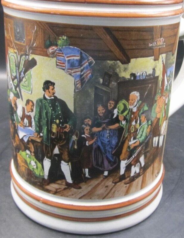 Gerz Beer Stein Germany Country Floral Pattern 6 Inches Heimatmaler Defregger