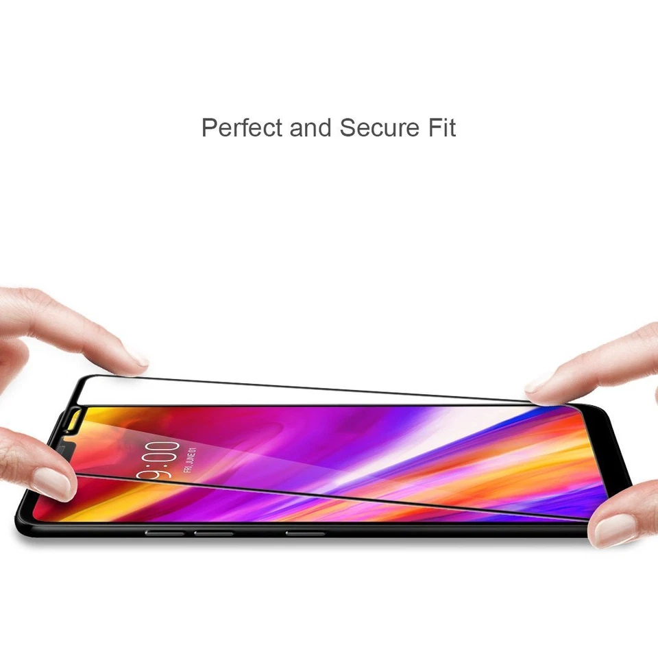 Protector de pantalla de película de vidrio templado de cobertura completa para LG G7 ThinQ [paquete de 2] Foto 3 de 4