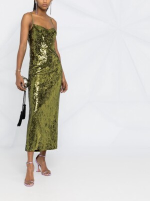 Galvan London Women's Green Sequin-embellished Fitted Midi Dress Size FR  36/US 4 | eBay