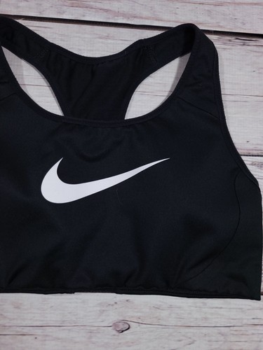 Nike Dri-Fit Front Medium Impact Sports Bra RacerBack Black Size XS xsmall A10 - Picture 2 of 5