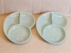 Pair Vintage Shawnee pottery #411 Poker Coaster Ashtrays Teal Speckled Spade 5"