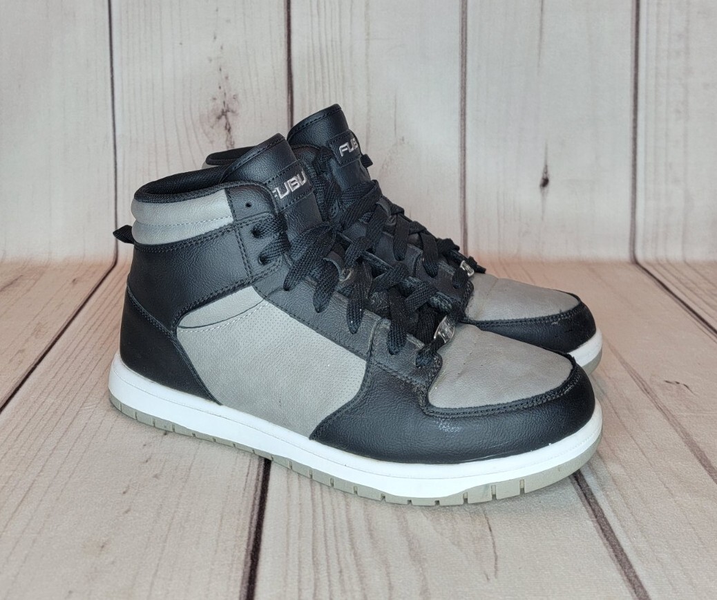 FUBU Heritage basketball sneakers black grey colorway webp format lifestyle shot