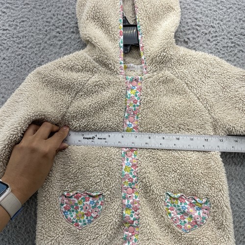 Mini Boden Kids Girls Jacket Beige Fleece Floral 18-24 Months Snaps - Picture 11 of 12