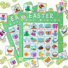 28 Players Easter Bingo Cards 5x5 Party Game Classroom Family Activity for Kids 