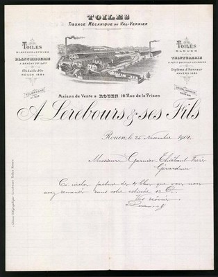 Rechnung Rouen 1901, Toiles, Maiosn de Vente, A. Lerebours & ses Fils, Werksans 