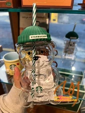 new 2026-Starbucks Barista Bear Cup Limited Edition Glass Cup Xmas gift***