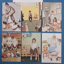 Garfield Norman Rockwell Note Cards Set Of 6 Vintage Funny