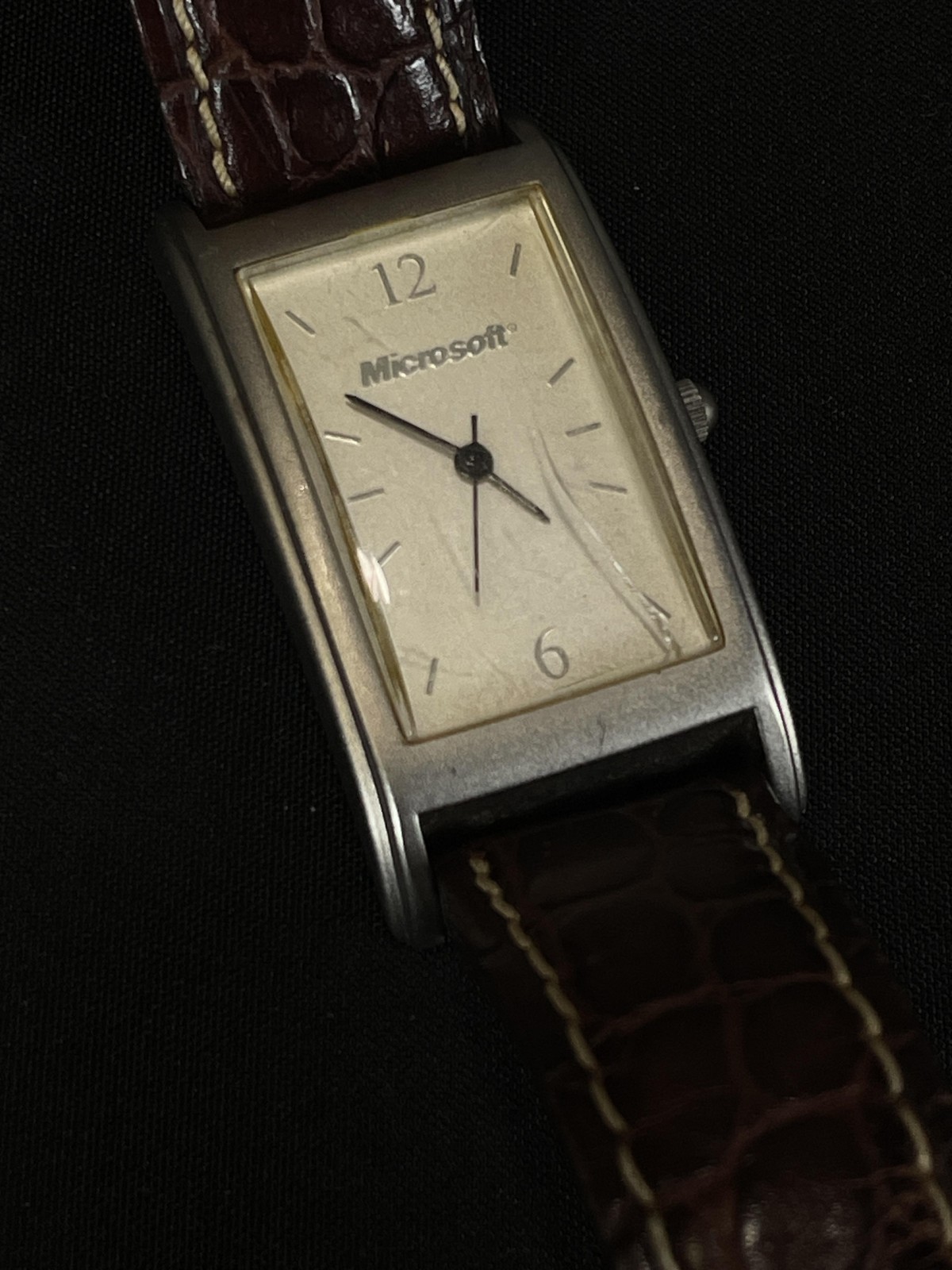 Microsoft Mens Watch Rectangular Cream Dial Brown… - image 1