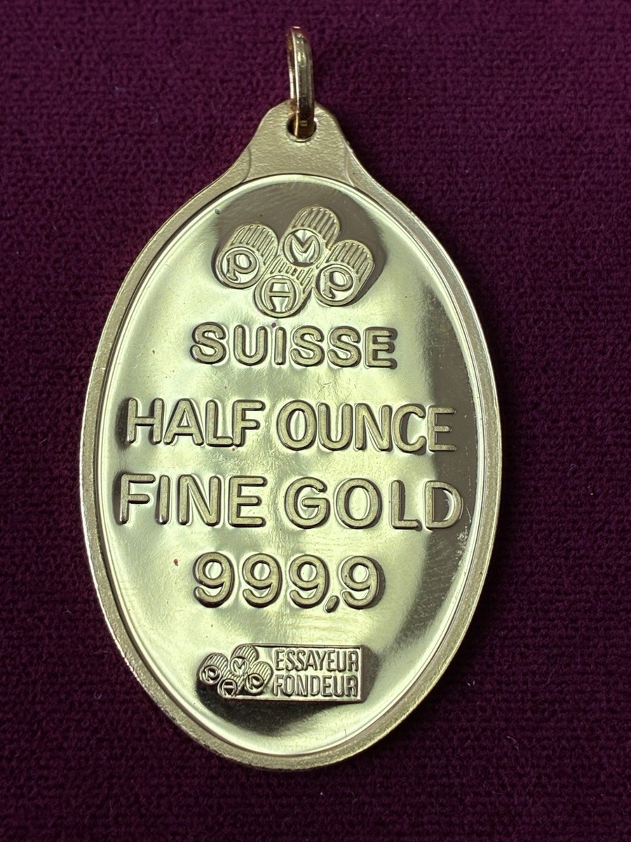 Pamp Suisse 1/2 oz Half Ounce Rose Oval Pendant .9999 Fine Gold | eBay