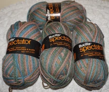 4 Skeins, Bucilla, "Spectator", Beige/Blue Ombre, 100% DuPont Orlon Acrylic Yarn