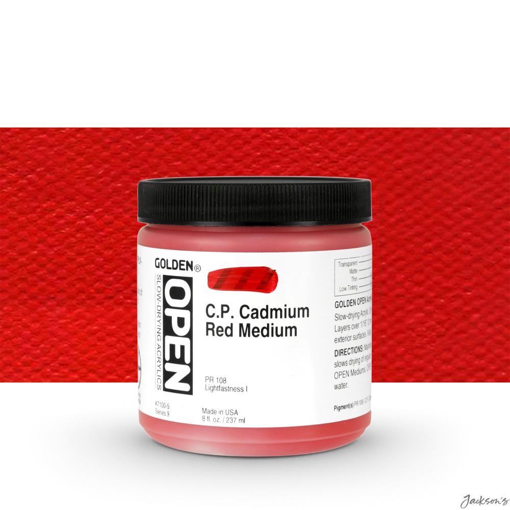 Golden Open Acrylic Paint Cadmium Red Medium 237ml Slow Drying Colour