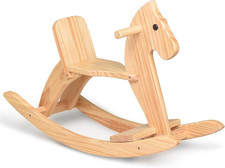 Kids Wooden Rocking Horse, Toddlers Ride-On Toy W/Safety Foot Pedal Classic De