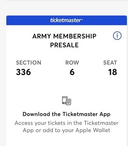BTS World Tour 'ARIRANG' MetLife Stadium NJ 8/1/26 8PM Sec 336 Row 6