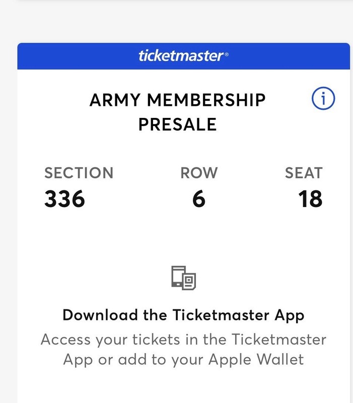 BTS World Tour 'ARIRANG' MetLife Stadium NJ 8/1/26 8PM Sec 336 Row 6