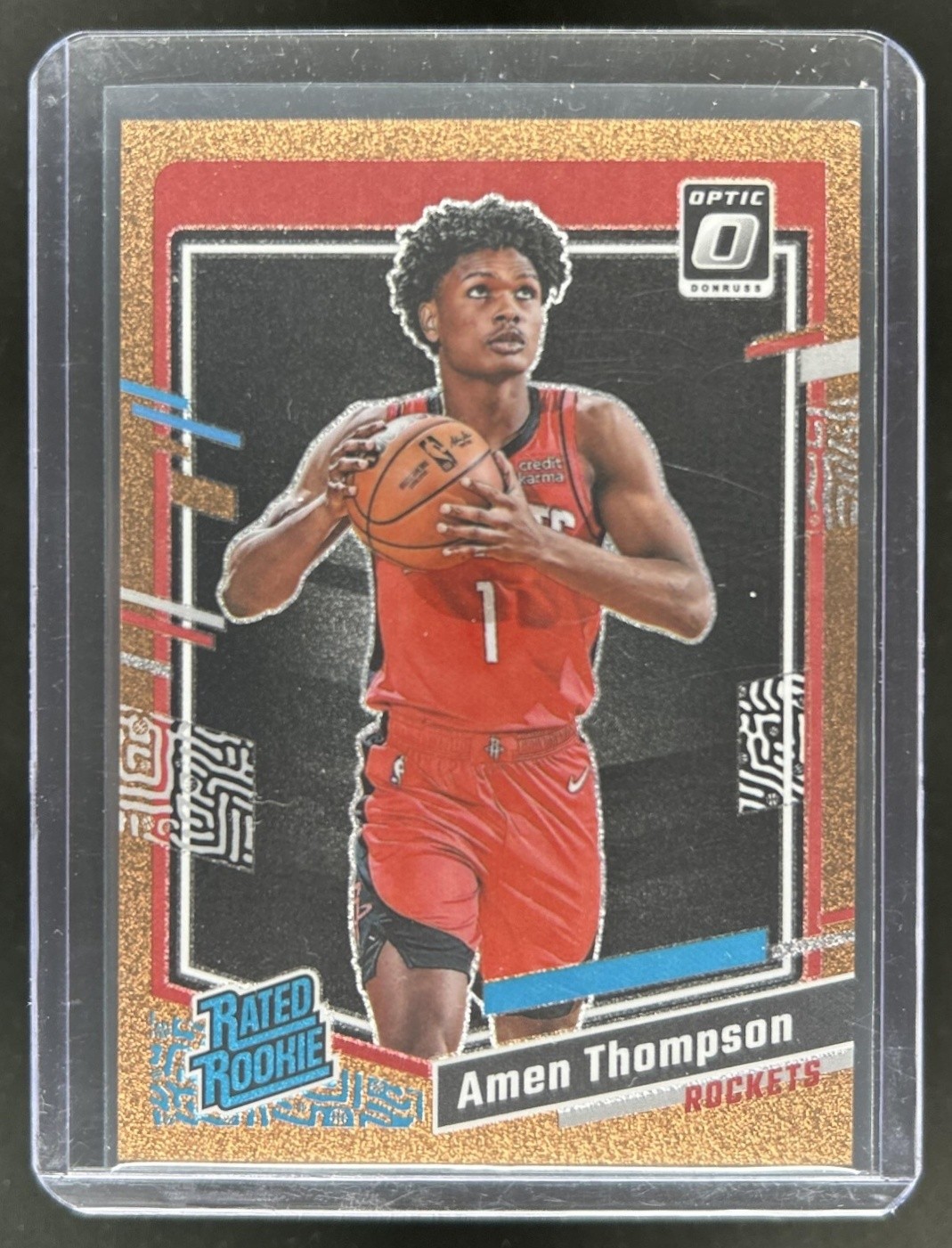 2023-24 Donruss Optic Amen Thompson Copper Glitter Prizm RC Rated Rookie #/99