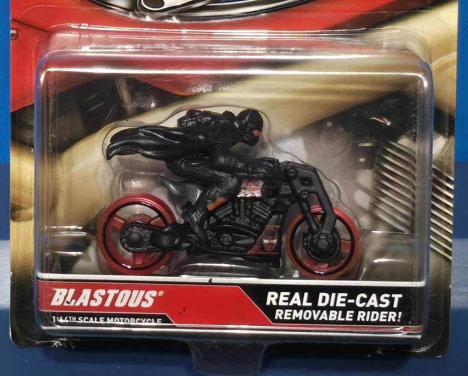 2012 HOT WHEELS Blastous Motorcycle with Rider Motorcycles Series Worn Card - Image 3 of 4