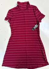 One Hart Womens Clothing TShirt Dress Short Sleeve Stripes Size L Red