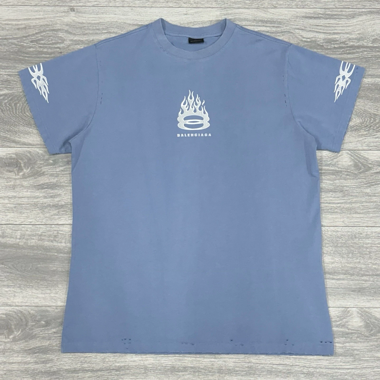 Balenciaga — Size L - Balenciaga Burning Unity Oversized T-Shirt ' Blue ' | SUPER CLEAN!