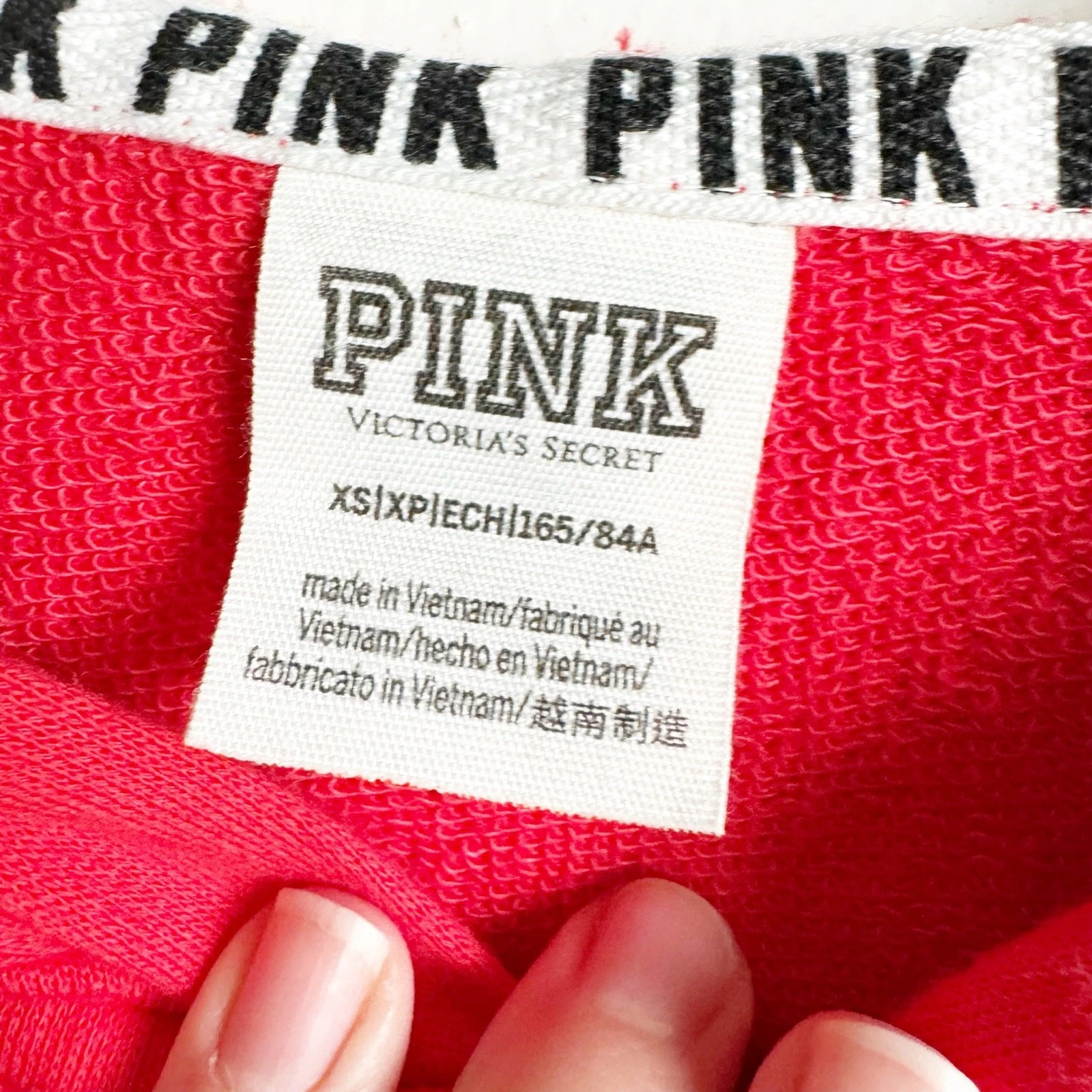 UNDERCOVER Giacca Victoria's Secret ROSA strass Bling full zip cappuccio logo SPELLOUT XS