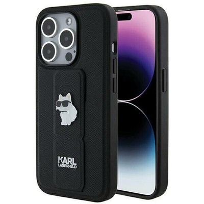 Karl Lagerfeld Hülle für iPhone 14 Pro case Gripstand Saffiano Choupette Pins
