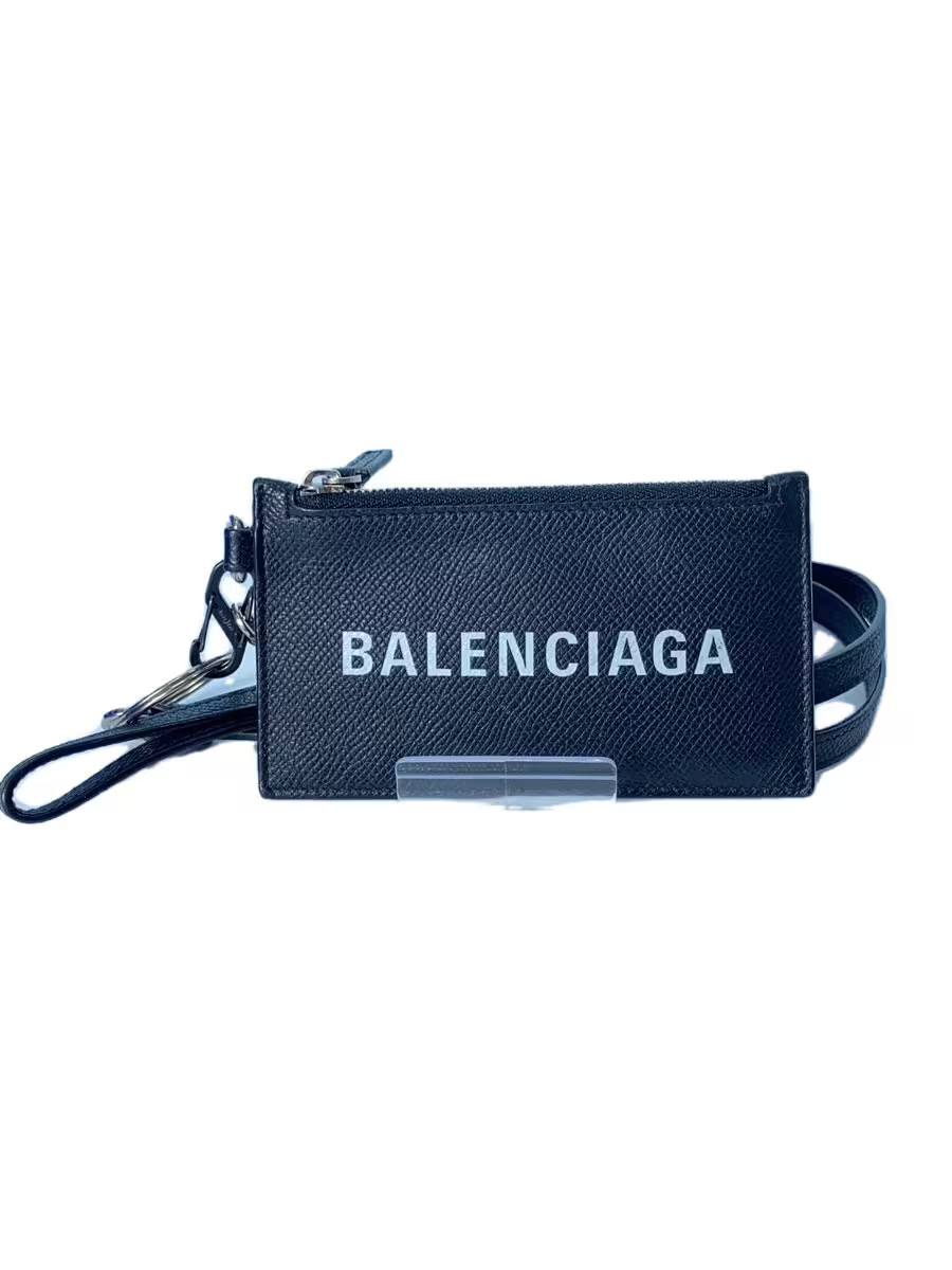 BALENCIAGA Men's Leather Coin Case/Pass Case, Black, 594548