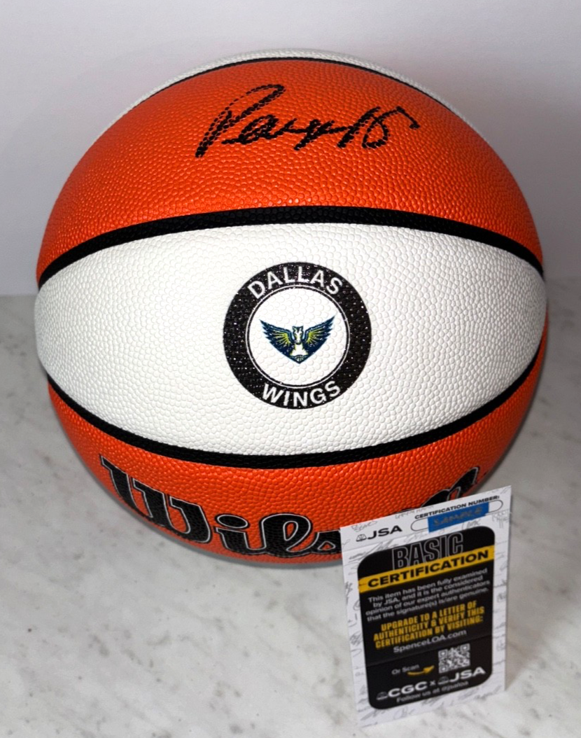 PAIGE BUECKERS SIGNED DALLAS WINGS LOGO WNBA WILSON BASKETBALL UCONN HUSKIES JSA 