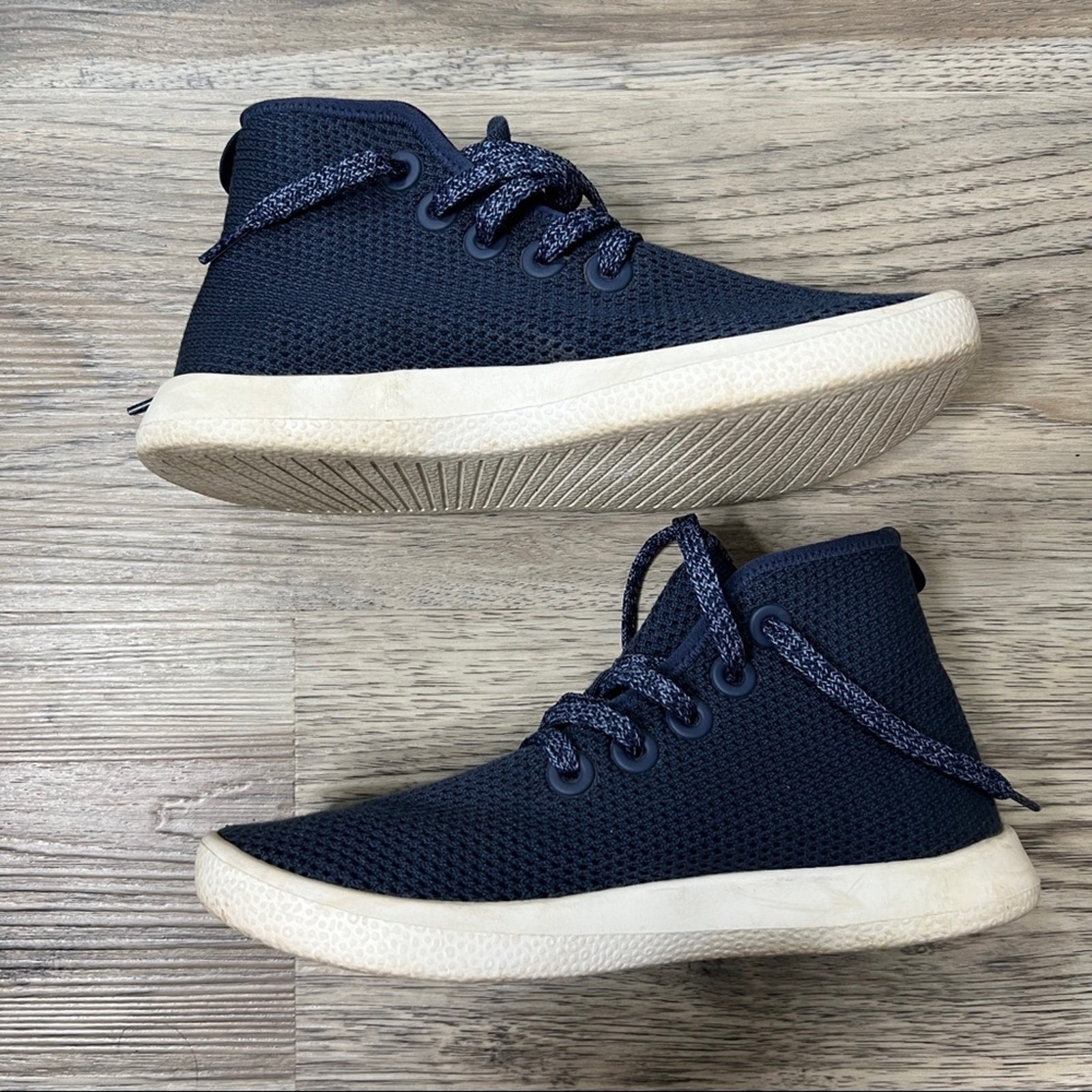 SAOLA Scarpe sneakers alte Allbirds Tree Toppers suola bianca marina taglia 6