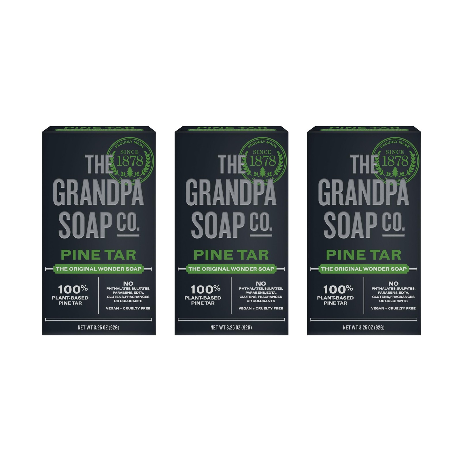 Grandpa's Pine Tar Bar Soap 3.25 Ounce (Pack of 3) 92 g