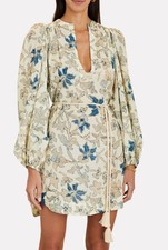 Ulla Johnson Nerissa Mini Dress Ivory Floral Belt Pocket Sz 0