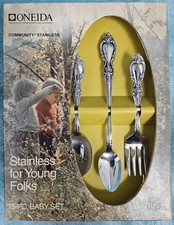 Oneida Community Stainless Dinner Fork Spoon Baby Spoon 3 Pc Set 