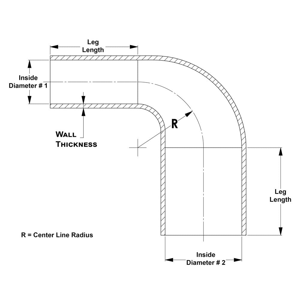 Silicone 90° Elbow Reducer Coupler Hose 2-3/8–2-3/4in ID High Temp Black