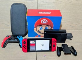 NINTENDO SWITCH CONSOLE CASE CONTROLLER SD BOX NO GAMES BUNDLE A+ 10/10 USED