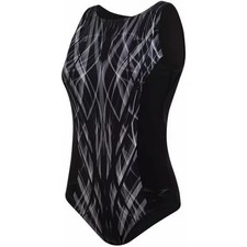 SPEEDO Womens Black Print One Piece Swimsuit Size UK 14 Speedo Size 36 NEW