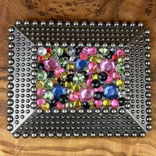 Retro Hippie Rainbow Rhinestone Crystal Abstract Pattern Fashion Belt Buckle