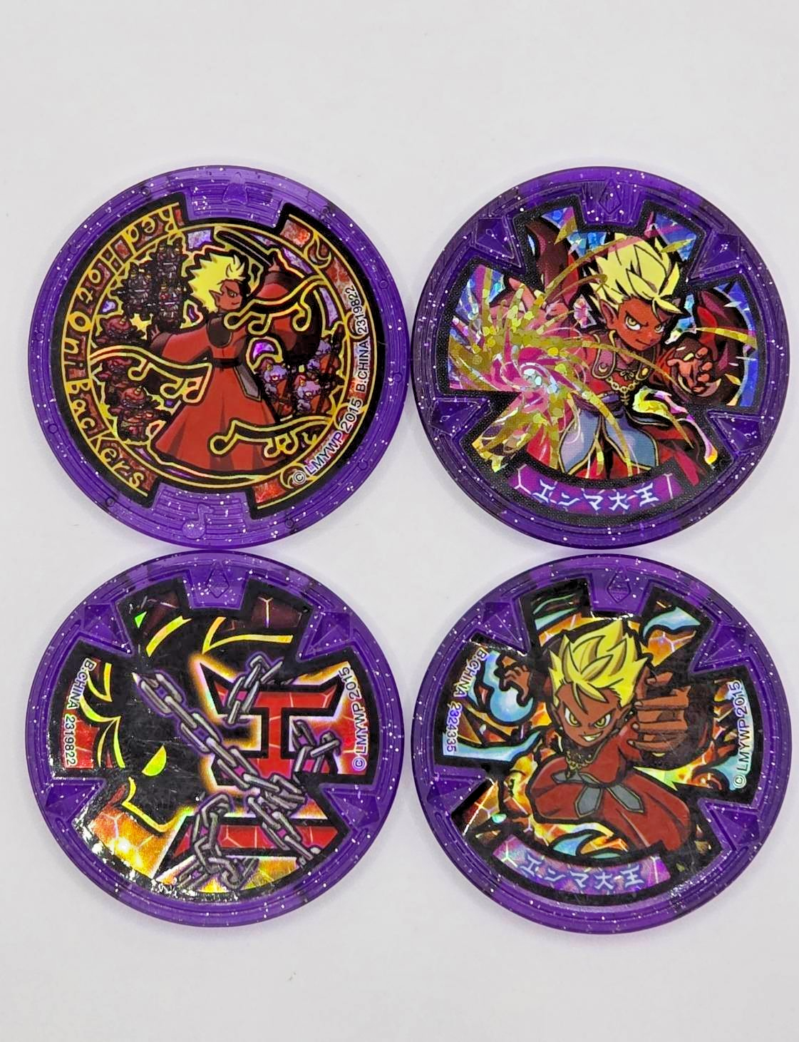 Yo-kai Watch Lord Enma Medal Set of 4 Purple Holo Authentic