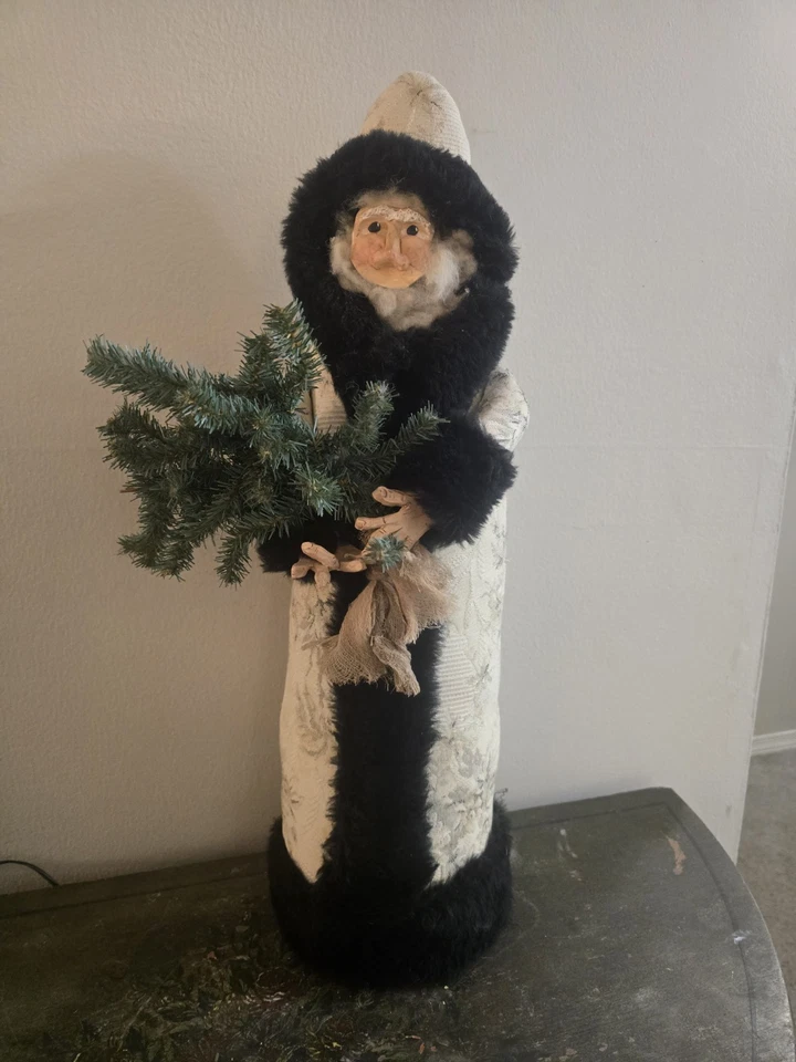 Arte popular primitivo vintage de Papá Noel 92 firmado artesanalmente # 1/65 23 pulgadas cara de arcilla. Foto 4 de 4