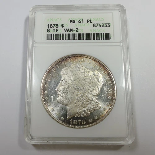 1878 P ANACS VAM 2 8 Tail Feathers MS61 Proof Like Morgan Dollar $1 Coin #55556A