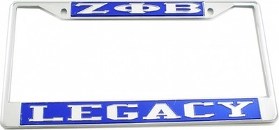 Zeta Phi Beta Legacy License Plate Frame [Silver Standard Frame - Blue/Silver...