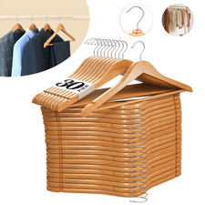 30 Pack Natural Wood Solid Wood Clothes Hangers Coat Hanger Wooden Hangers